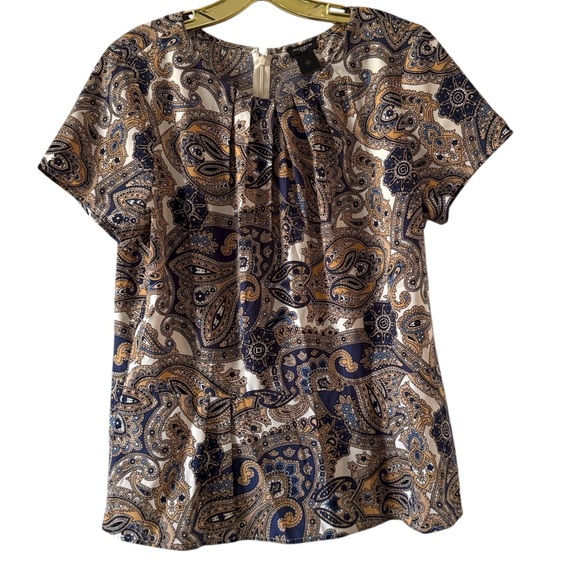 Ann Taylor Tops - Ann Taylor Blue and Tan Paisley Top Size 12